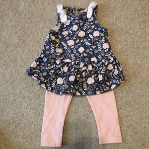 Floral top with pink legging set
